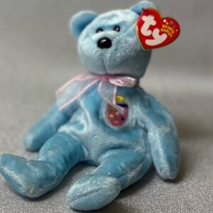 TY Beanie Baby “Eggs II” – Light Blue Easter Bear (Hang Tag Attached!)🐻